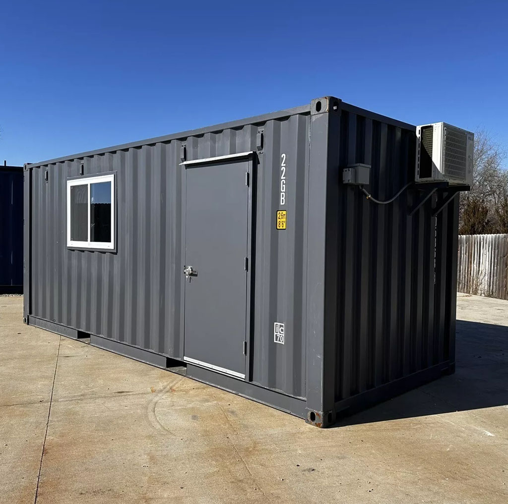 20 ft 20’ Slate Gray Shiplap 120V Shipping Container Office Minisplit - Image 2